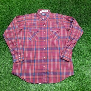 Vintage 80s Dee-Cee Rangers Pearl Snap Shirt XL 23x31 Plaid